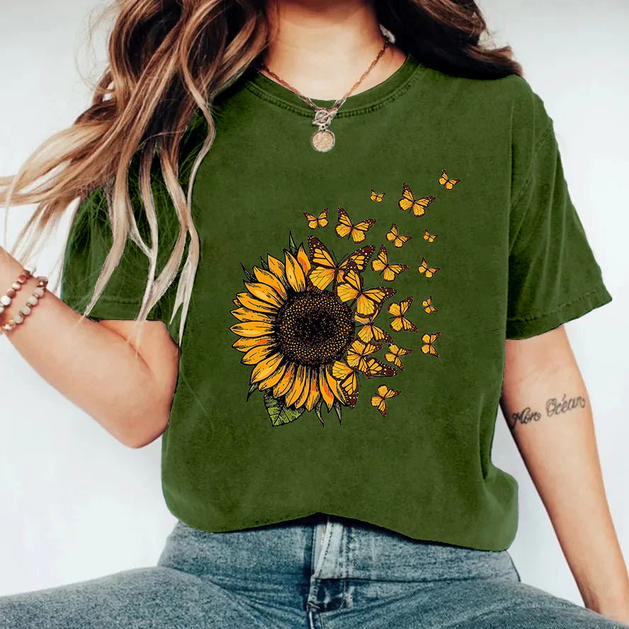 Zonnebloem vlinder T-shirt