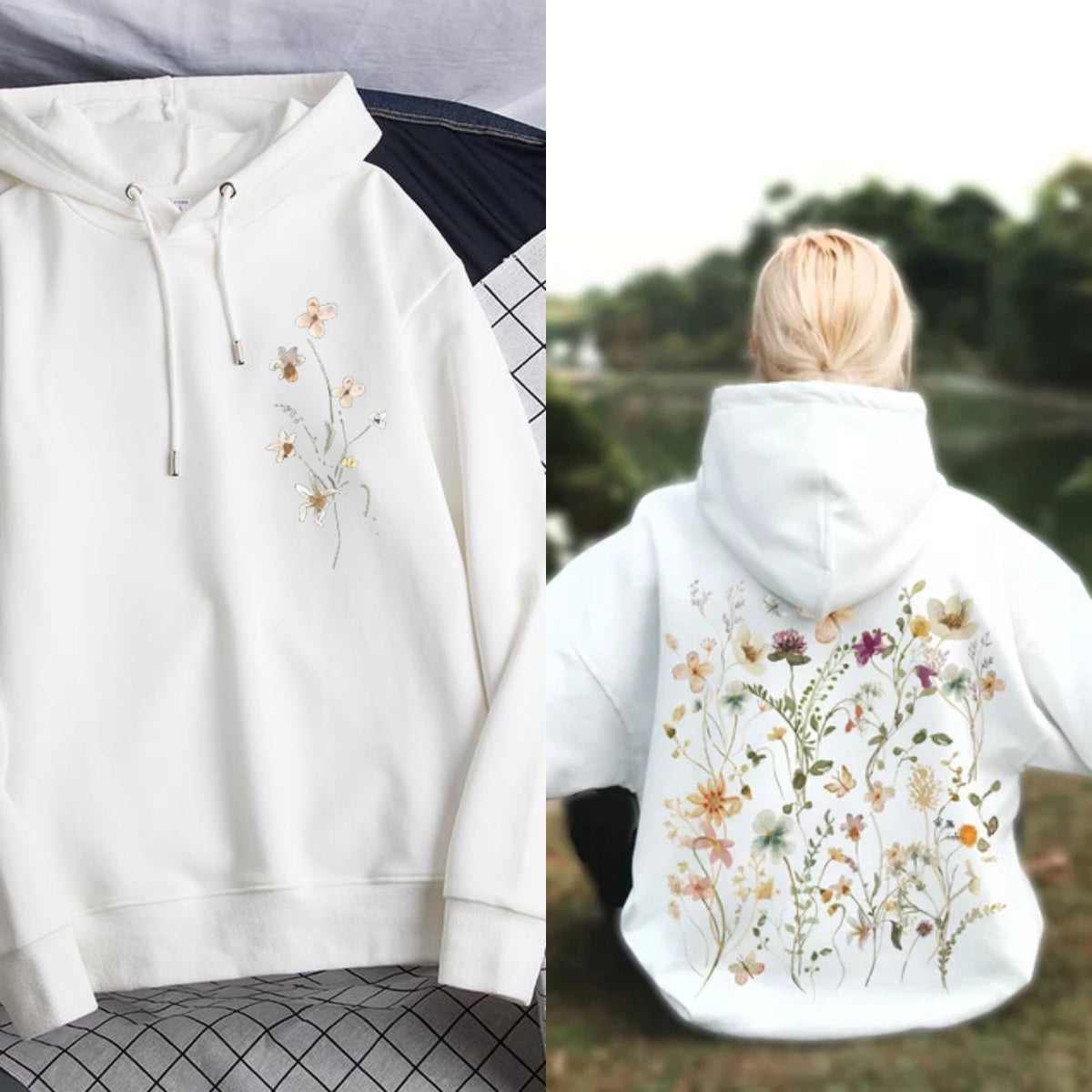 Bohemian style retro wildflower round neck Hoodie