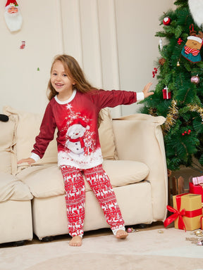 Family Matching Christmas Pajama Set with Snowman Print