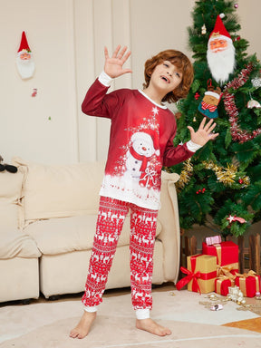 Family Matching Christmas Pajama Set with Snowman Print