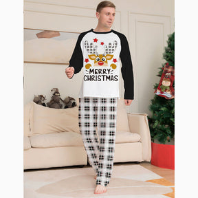 Christmas Deer Print Plaid Matching Family Pajamas