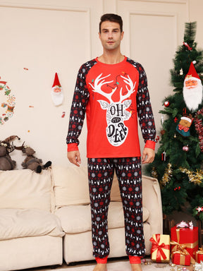 Christmas Family Pajamas Matching Set with Monogrammed Snowflake Fawns