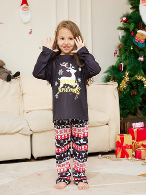 Family Matching Pajama Set with Moose Monogrammed Antler Print