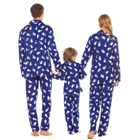 Family Matching Polar Bear Fleece Blue Pajamas Sets