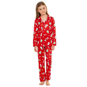 Family Matching Polar Bear Fleece Red Pajamas Sets