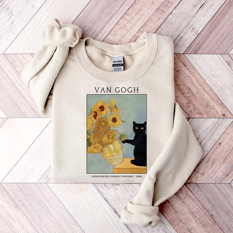 Van Gogh Black Cat Sweatshirt