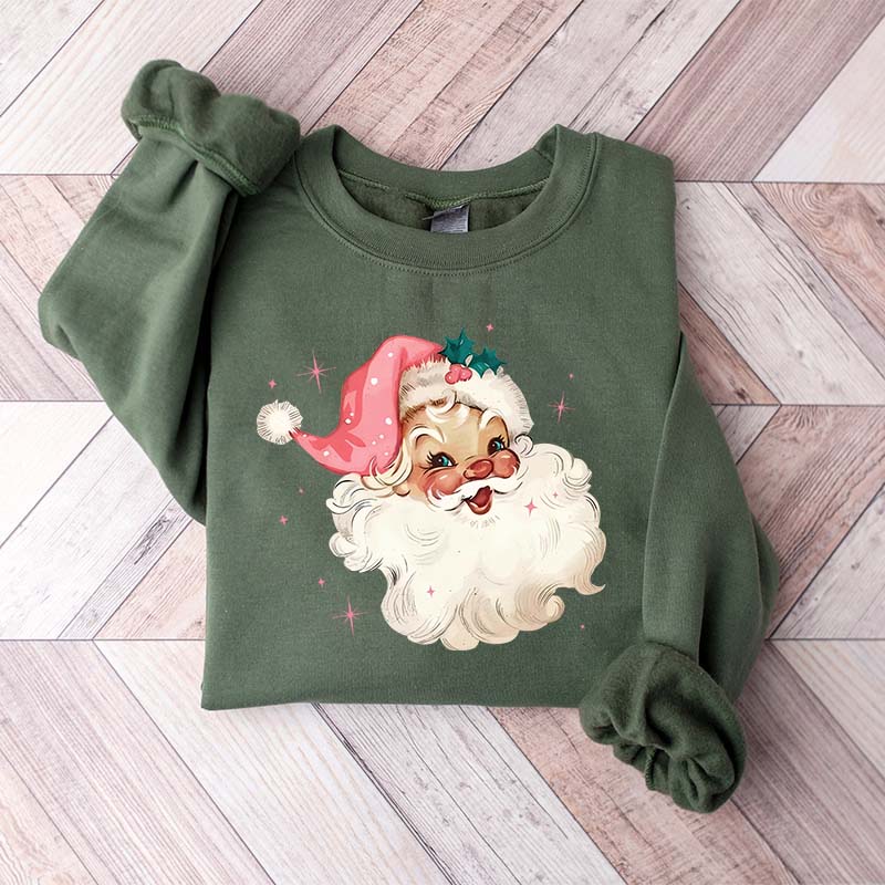 Pink Santa Retro Christmas Sweatshirt