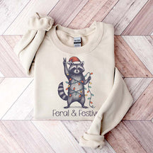 Feral and Festive Raccoon Christmas Sweatshirt