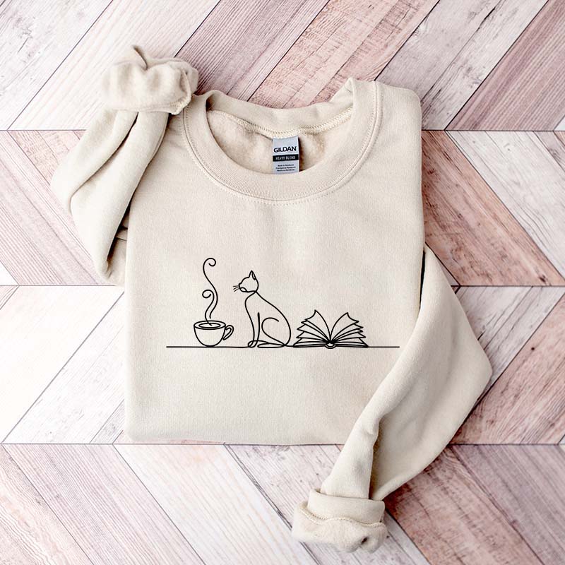 Coffee Cats And Books Lover Sweatshirt