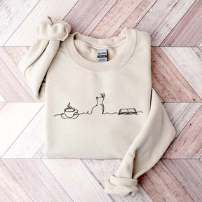 Coffee Cats And Books Lover Bookworm Sweatshirt