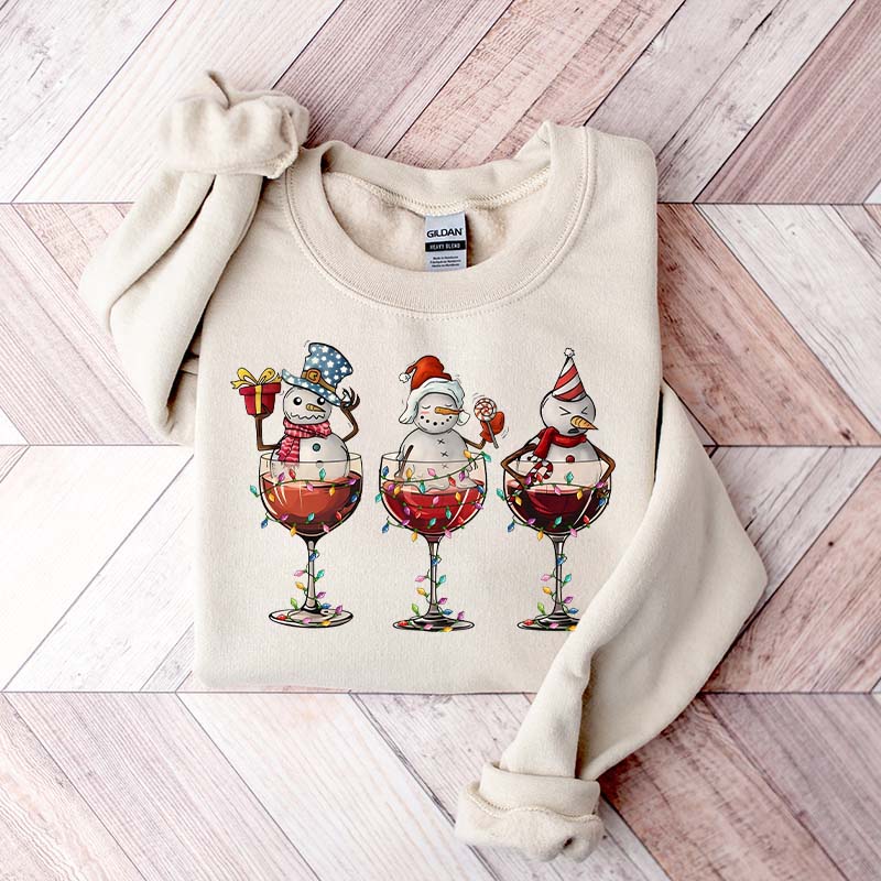 Christmas Wine Snowmen Sweatshirt