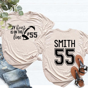 Custom Heart On The Line Football T-Shirt