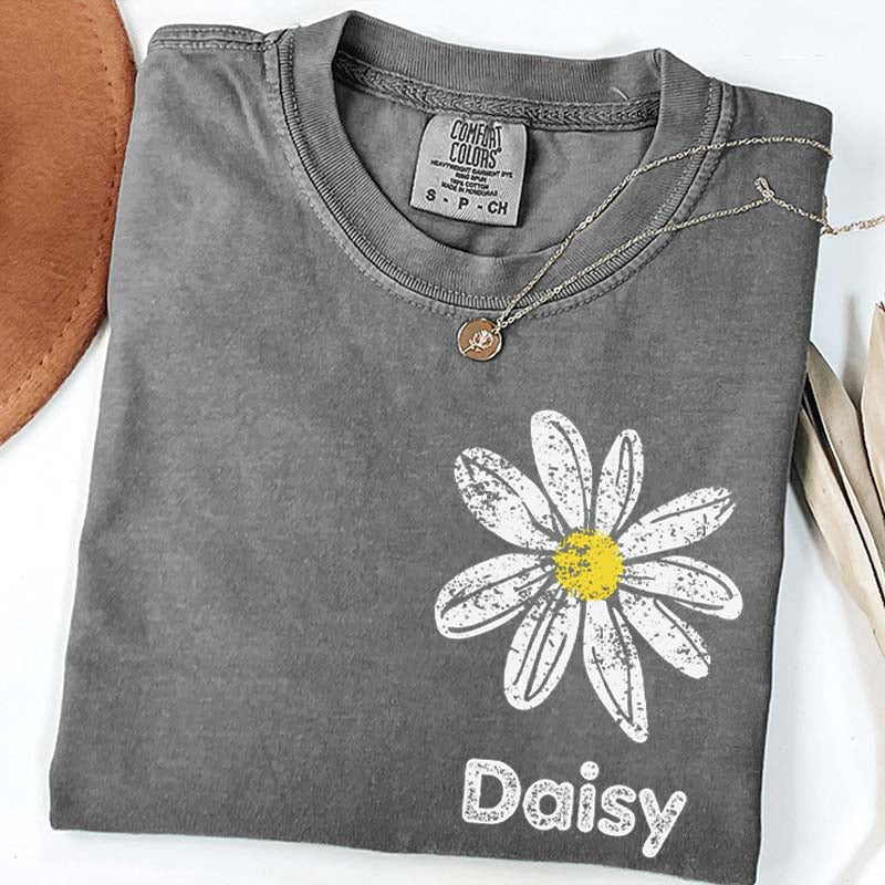 Comfort Colors Custom Name Daisy T-Shirt