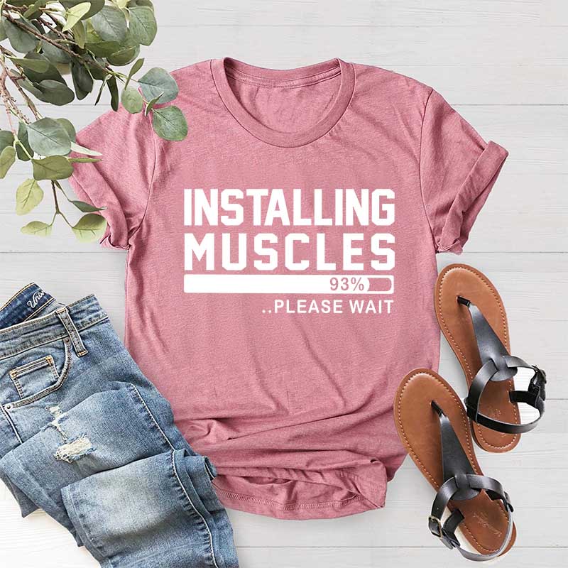 Humorous Gym Installing Muscles T-Shirt
