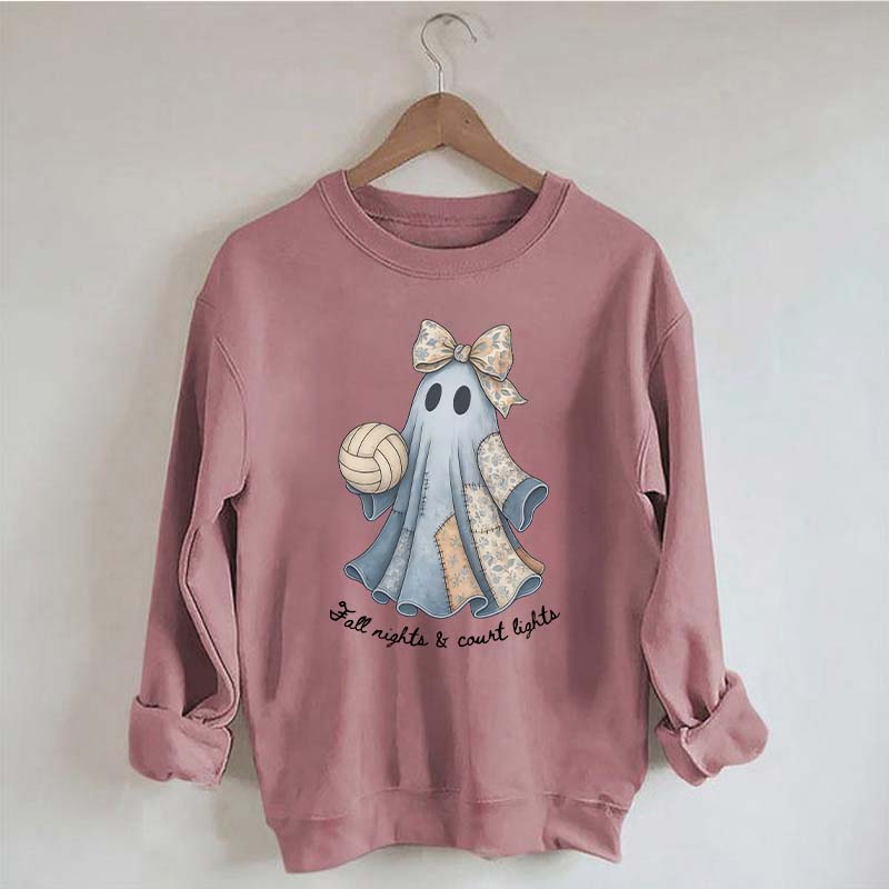 Retro Patchwork Ghost Volleyball Sweatshirt