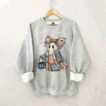 Retro Halloween Blue Denim Ghost Sweatshirt