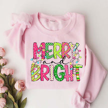 Merry and Bright Cute Family Christmas Sweatshirt