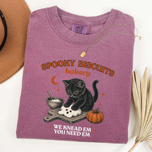 Kitty Biscuits Spooky Season Black Cat Halloween T-Shirt
