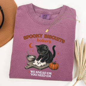 Kitty Biscuits Spooky Season Black Cat Halloween T-Shirt