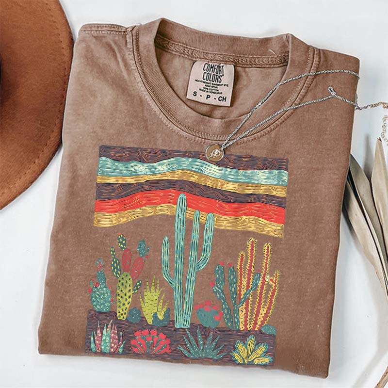 Retro Desert Cactus Southwest Boho Plant T-Shirt