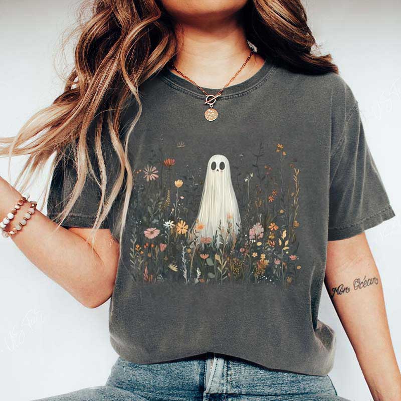 Cute Ghost in Wildflowers T-Shirt
