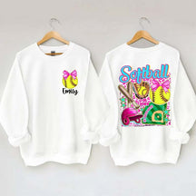 Personalized Softball Coquette Sweatshirt