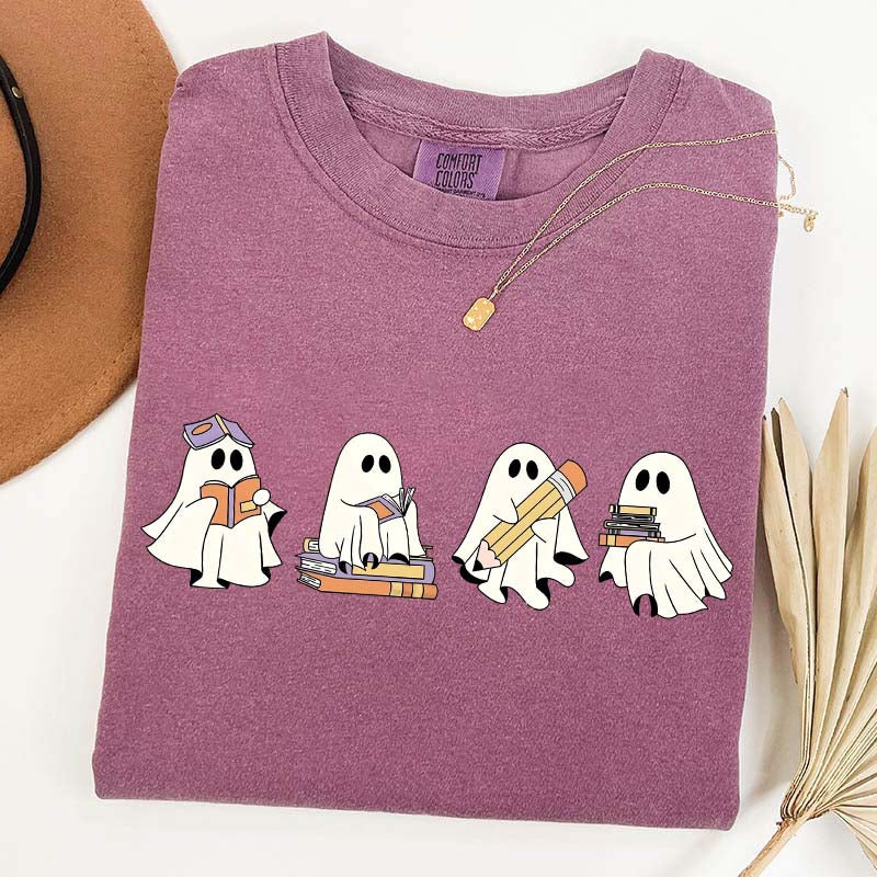 Cute Halloween Ghost Book T-Shirt