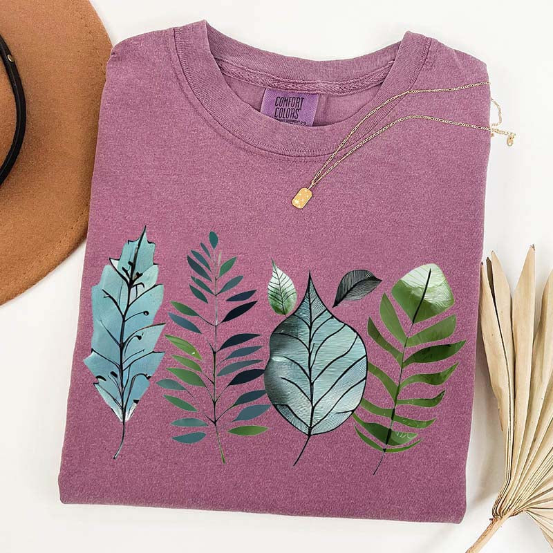 Teal and Green Leaves T-Shirt