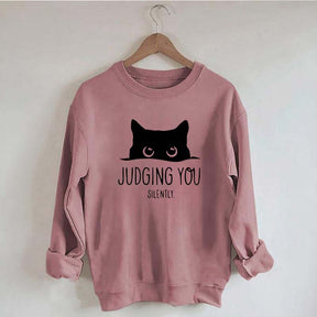 Judging You Silently Black Cat Sweatshirt