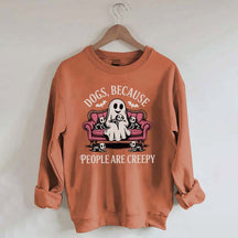 Retro Dogs Because People are Creepy Halloween Sweatshirt