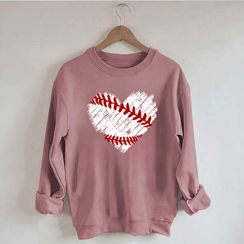 Distressed Baseball Heart Sweatshirt
