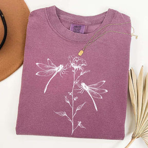 Comfort Color Womens Dragonfly Floral T-Shirt