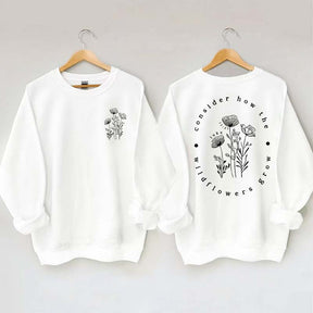 Cute Wildflower Religous Luke 12:27 Bible Verse Sweatshirt