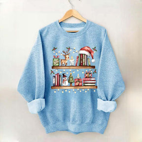 Christmas Bookshelf Book Lover Club Sweatshirt