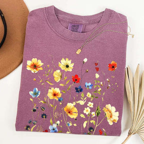 Delicate Floral Print Botanical T-Shirt
