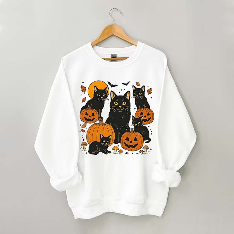 Halloween Cat And Pumpkin Sweatshirt
