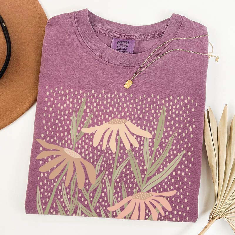 Boho Floral Abstract Botanical Aesthetic T-Shirt