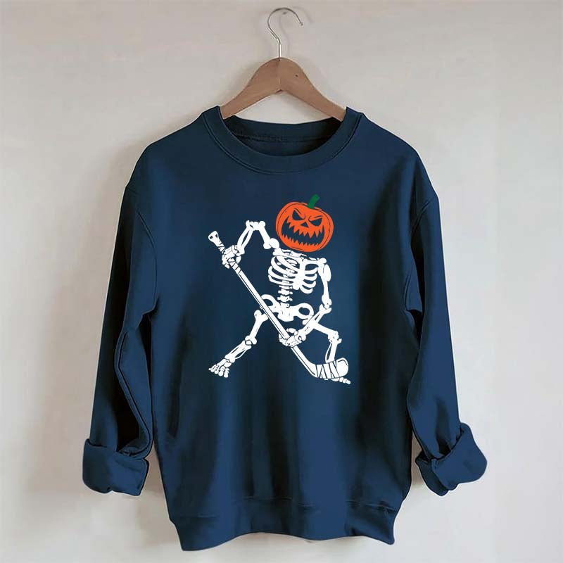 Skeleton Hockey Pumpkin Sweatshirt