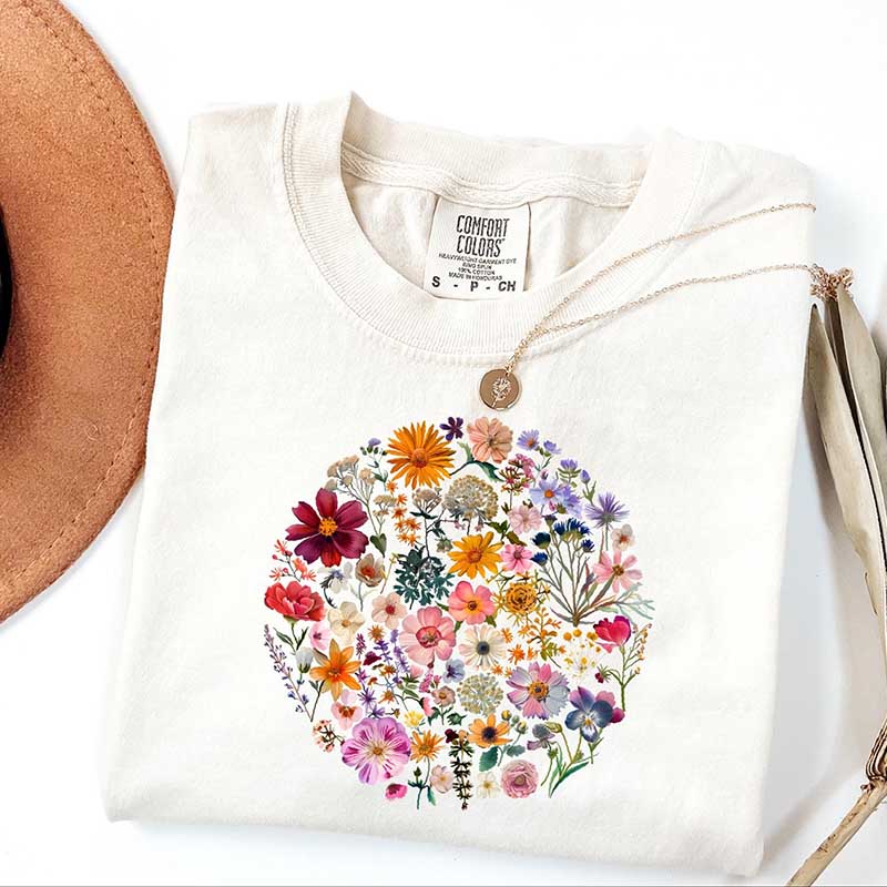 Boho Pressed Flower T-Shirt