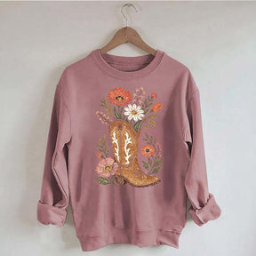 Retro Cowboy Boot Wildflower Sweatshirt