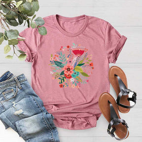 Grow Positive Thoughts Bohemian Floral T-Shirt