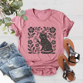 Boho Cat Coffee Lover T-Shirt
