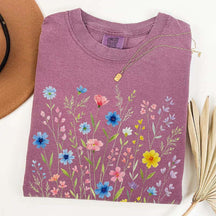 Wildflowers Vintage Blue Style T-Shirt