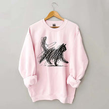 Abstract Scribble Cat Sweatshirt