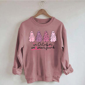 In October We Wear Pink Ghost Cancer Fighter Sweatshirt