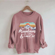 Retro Mountains Are Calling Hiking Camping Sweatshirt