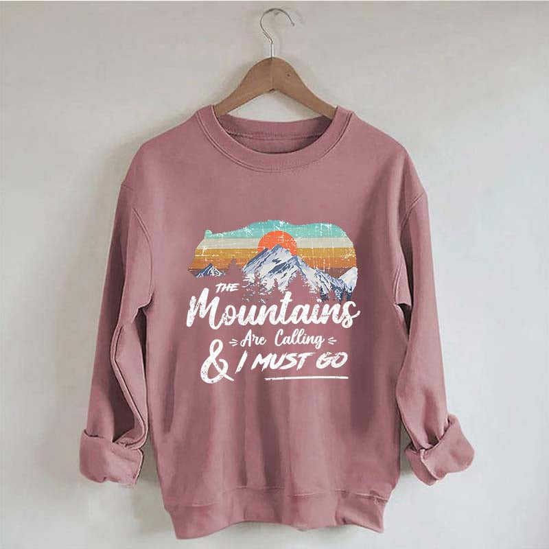 Retro Mountains Are Calling Hiking Camping Sweatshirt