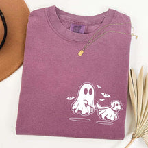 Ghost Dog And Bat Halloween T-Shirt