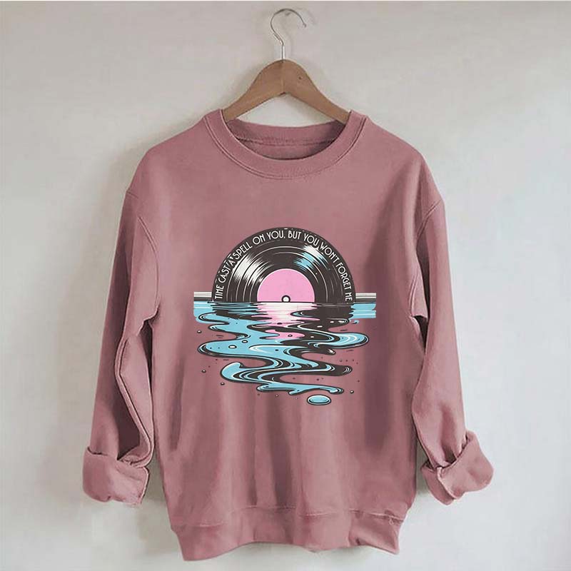 Time Casts A Spell On You Retro Vinyl Record Sweatshirt