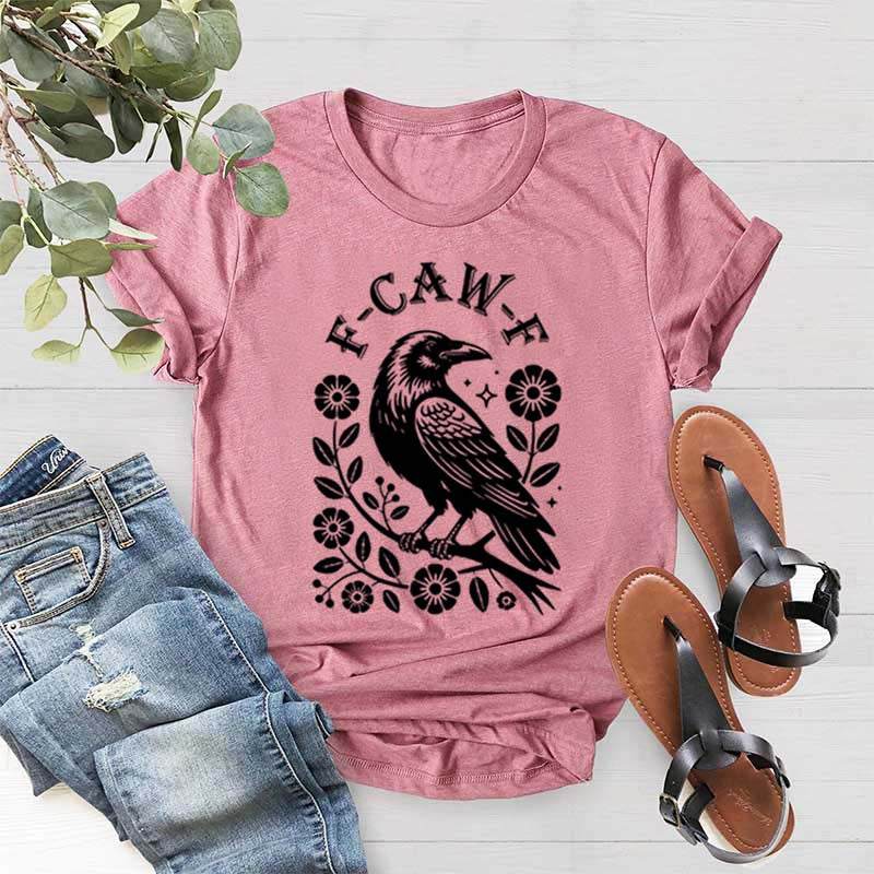 Black Gothic Crow Trendy Bird T-Shirt
